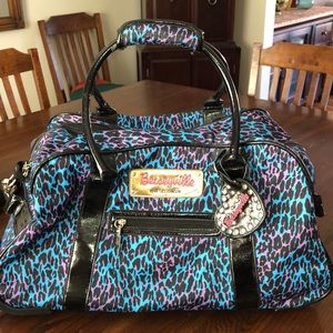 NWT BETSEY JOHNSON BETSEYVILLE LEOPARD PRINT ROLLING DUFFLE BAG TRAVEL SUITCASE